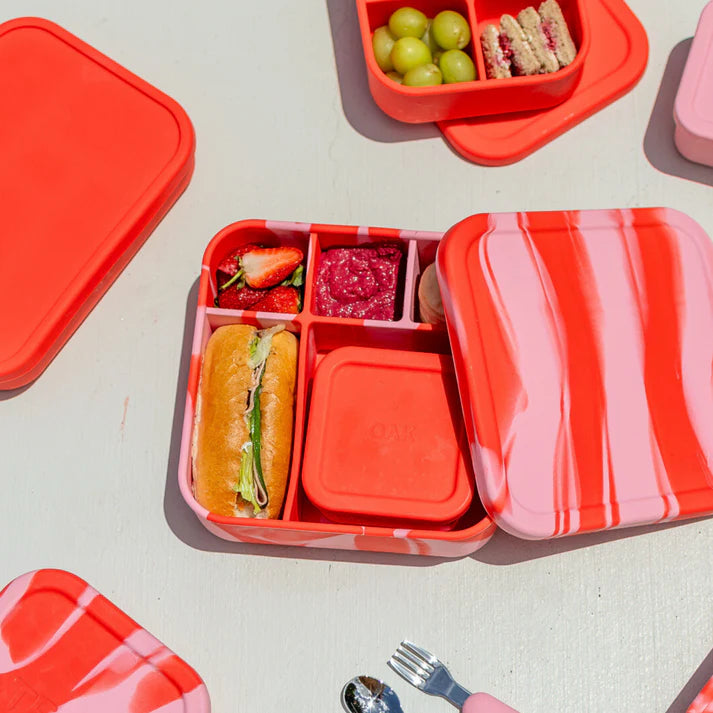 Silicone BIG Bento Lunch Box - Rose Jam