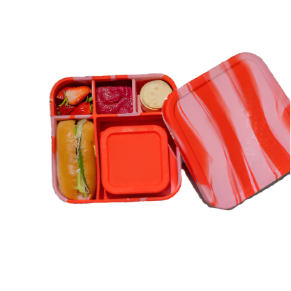 Silicone BIG Bento Lunch Box - Rose Jam