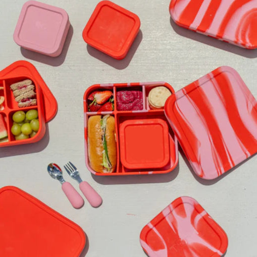 Silicone BIG Bento Lunch Box - Rose Jam