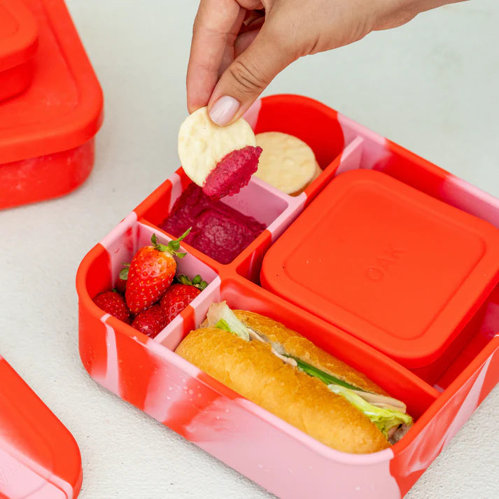 Silicone BIG Bento Lunch Box - Rose Jam