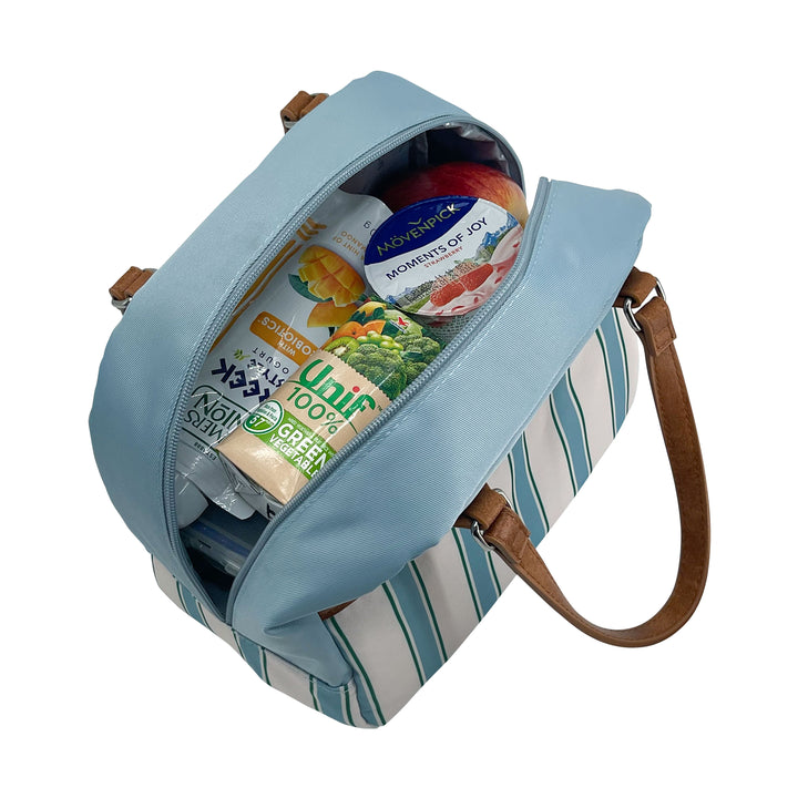 Sachi Insulated Cali Lunch Bag - Hazy Blue Stripes