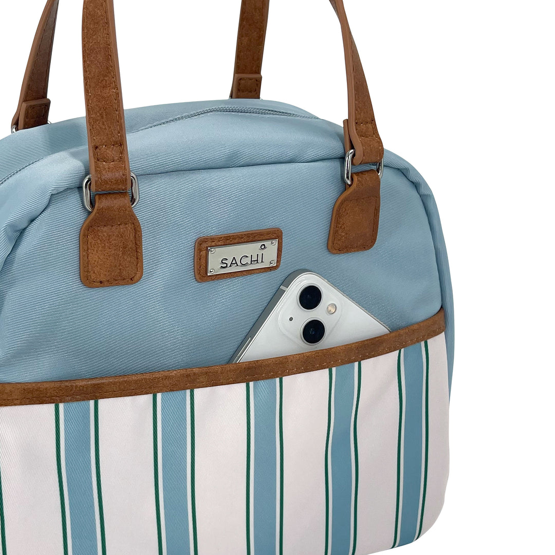 Sachi Insulated Cali Lunch Bag - Hazy Blue Stripes