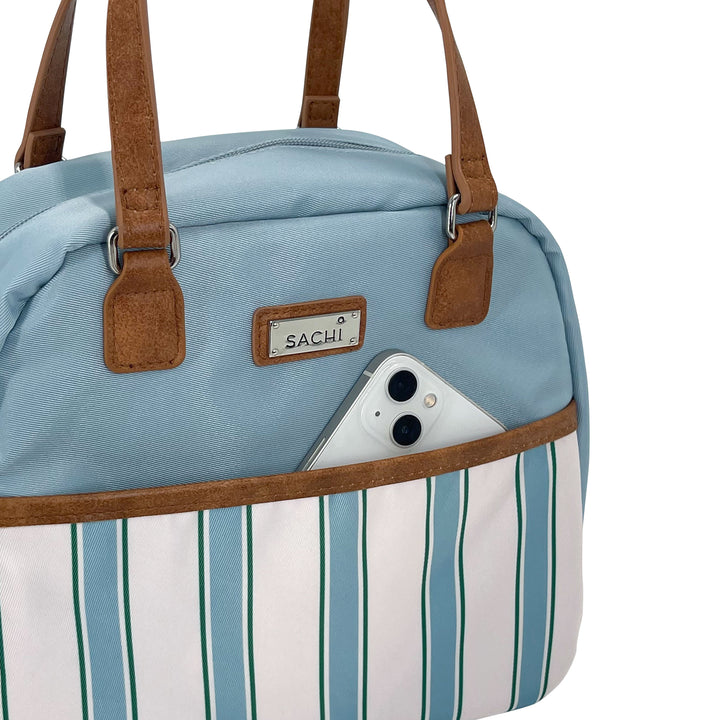 Sachi Insulated Cali Lunch Bag - Hazy Blue Stripes