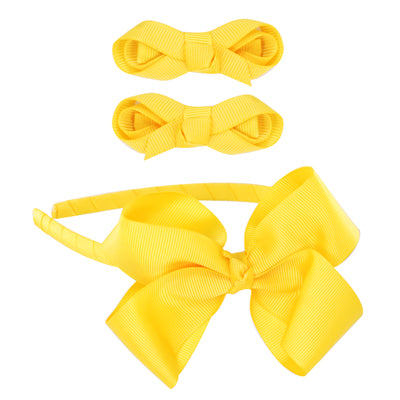 School Hair Accessories Set - Bow - Yellow