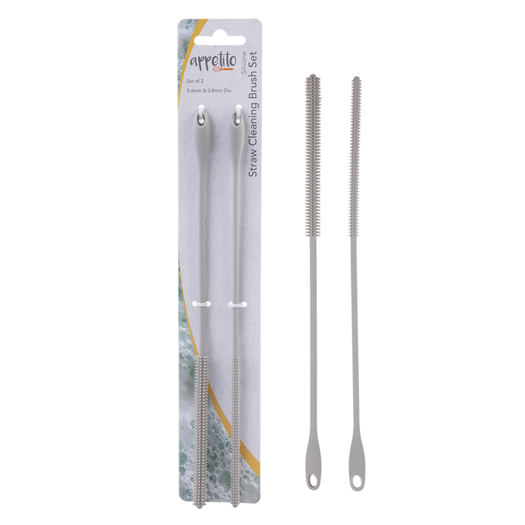 Appetito Silicone Straw Cleaning Brush Set Of 2