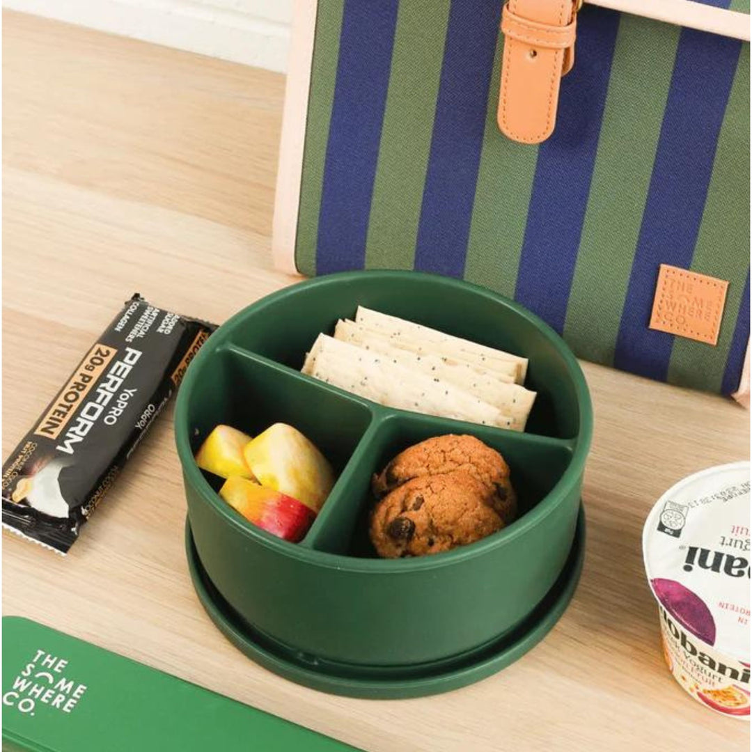 The Somewhere Co Round Silicone Bento Box - Forest Green