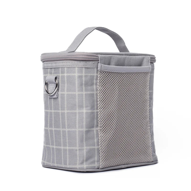 SoYoung Petite Linen Poche Insulated Bag - Light Grey Grid