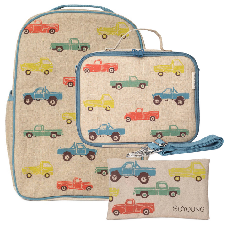 SoYoung Backpack, Lunch Bag & Ice Brick Bundle  - Vintage Trucks