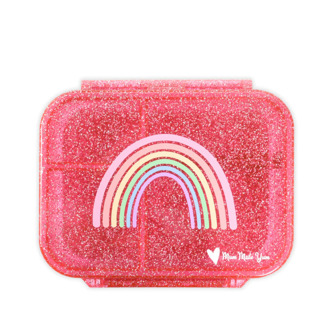 Mum Made Yum MINI Snack Bento Lunch Box - Sparkle Pink Rainbow