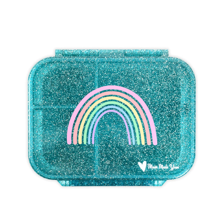 Mum Made Yum MINI Snack Bento Lunch Box - Sparkle Teal Rainbow