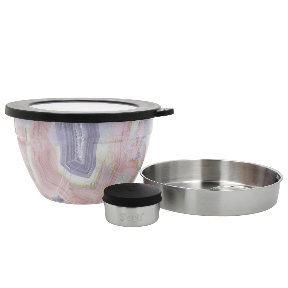 S'well Eats Stainless Steel Salad Bowl Kit - Rose Geode