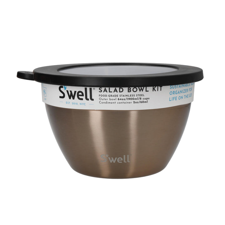 S'well Eats Stainless Steel Salad Bowl Kit - Metallic Pyrite