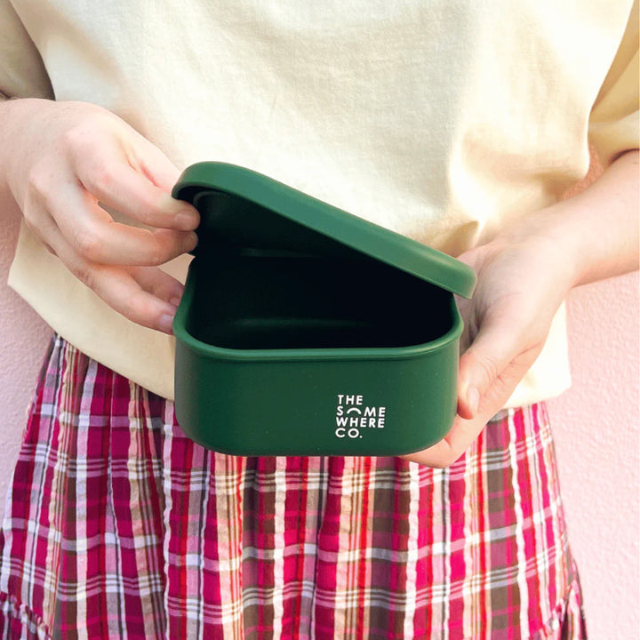 The Somewhere Co Silicone Square Lunch Box - Forest Green