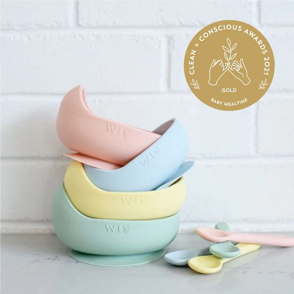 Wild Indiana Silicone Baby Bowl Set - Sage Green