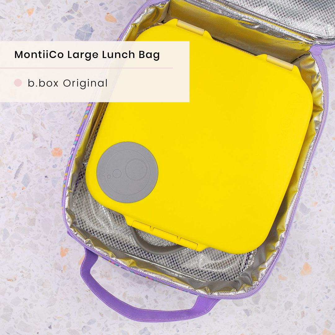 b.box Large Lunch Box & Large Bottle Bundle - Lemon Sherbet - Bonus Cutlery!