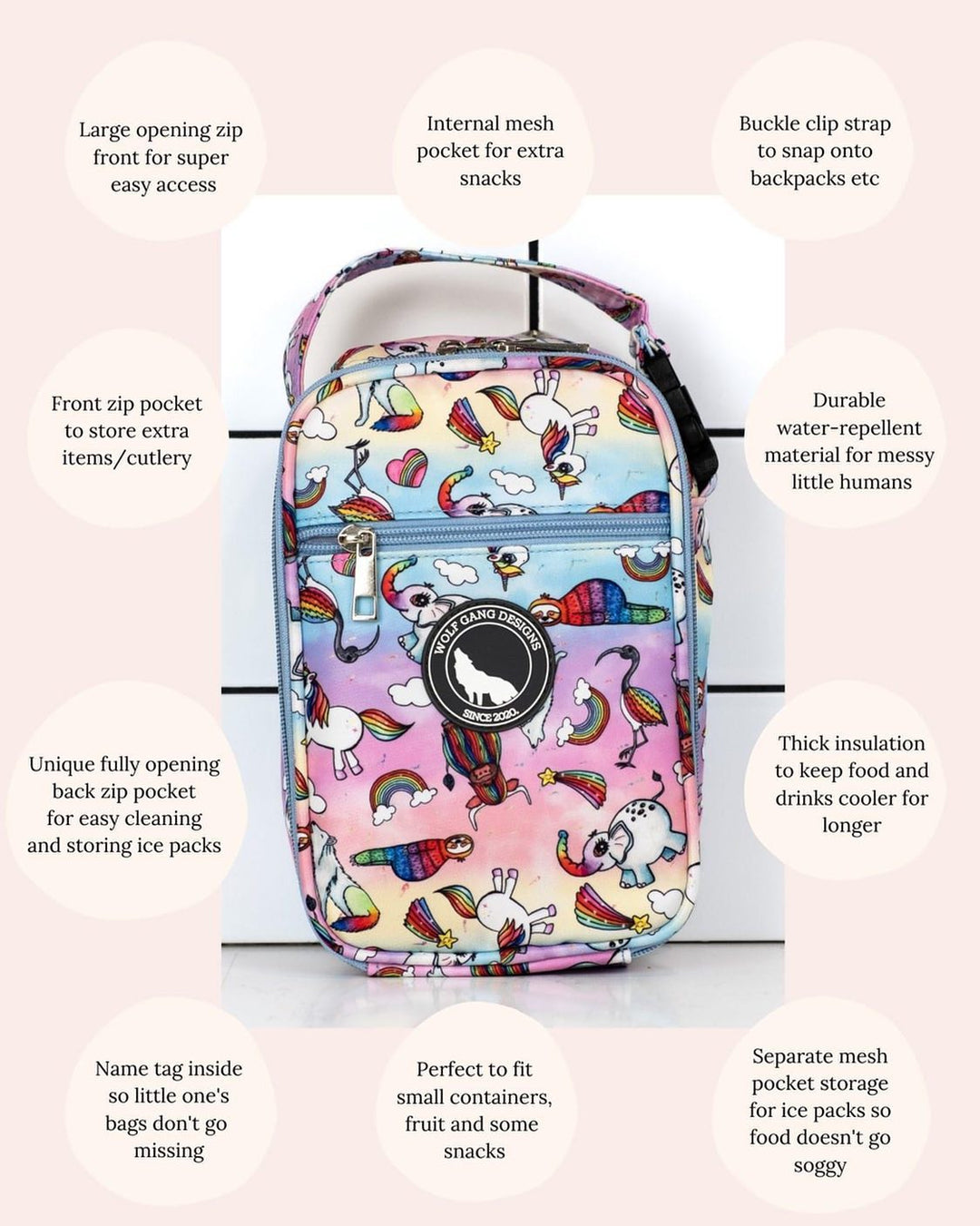Wolf Gang Designs Insulated Snack Bag - Florassic Park Dinosaurs
