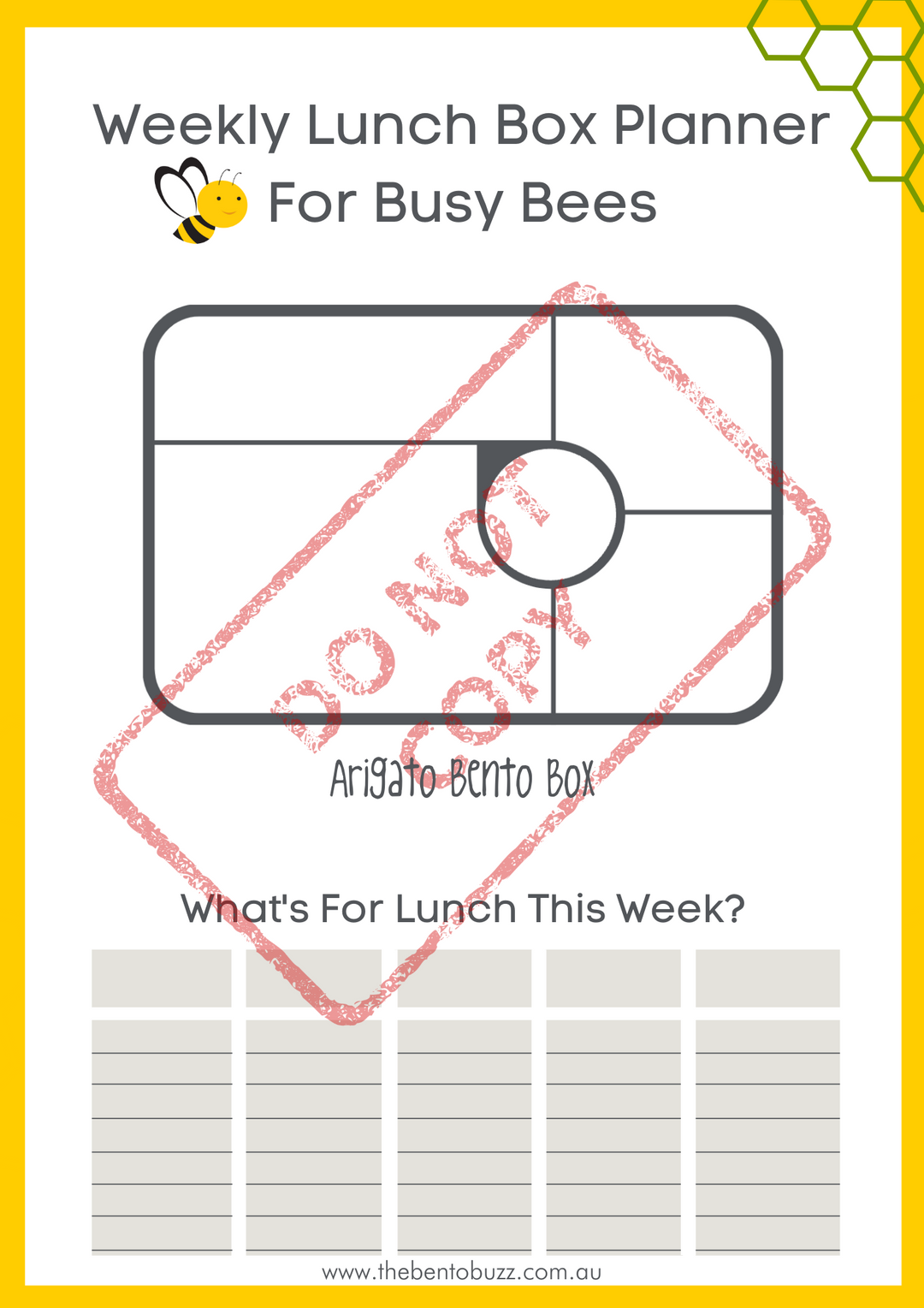 Download & Print Lunch Box Planner - Arigato