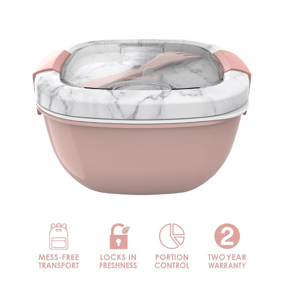 Bentgo All-In-One Salad Bowl - Blush Marble