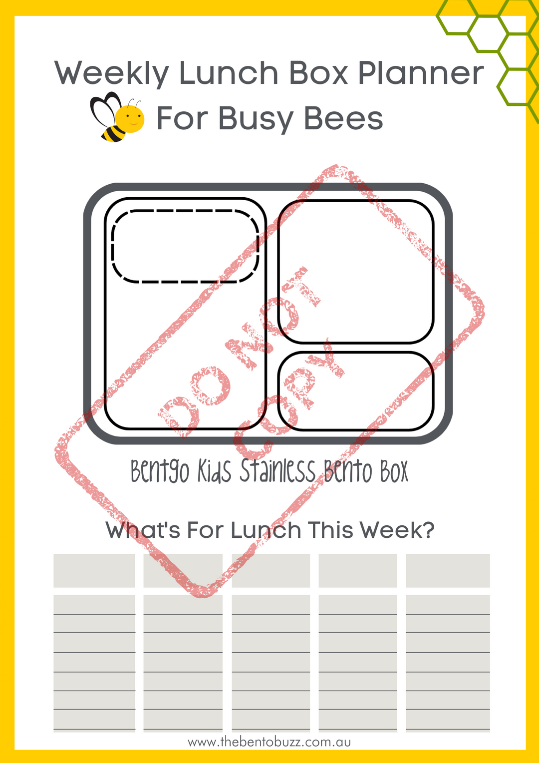 Download & Print Lunch Box Planner - Bentgo Kids Stainless
