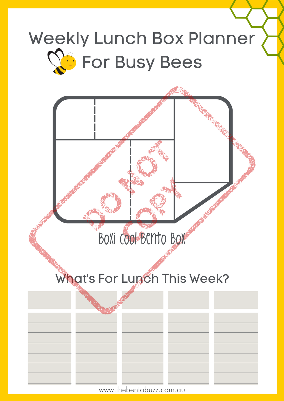 Download & Print Lunch Box Planner - Boxi Cool