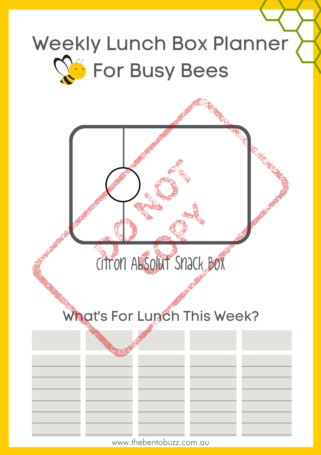 Download & Print Lunch Box Planner - Citron Absolut Snack