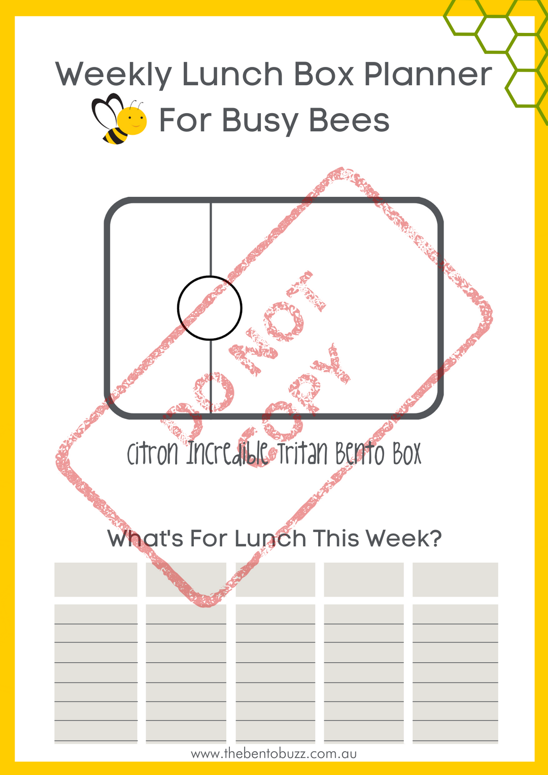Download & Print Lunch Box Planner - Citron Incredible Tritan