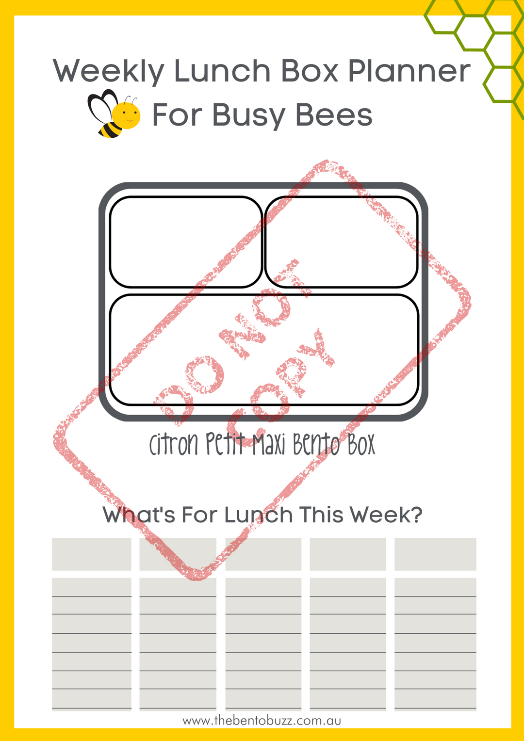 Download & Print Lunch Box Planner - Citron Petit Maxi