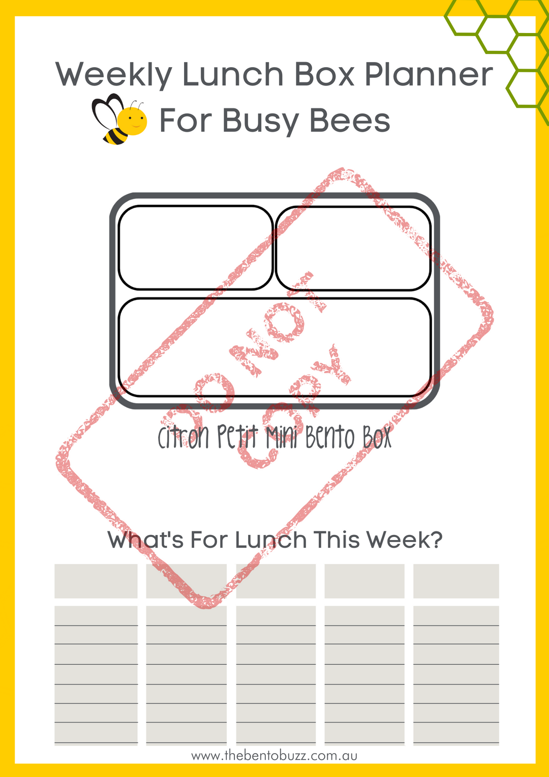 Download & Print Lunch Box Planner - Citron Petit Mini