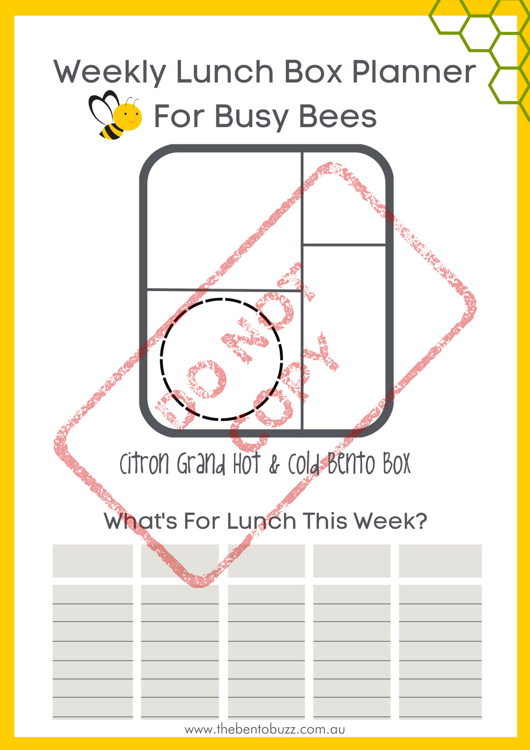 Download & Print Lunch Box Planner - Citron Grand