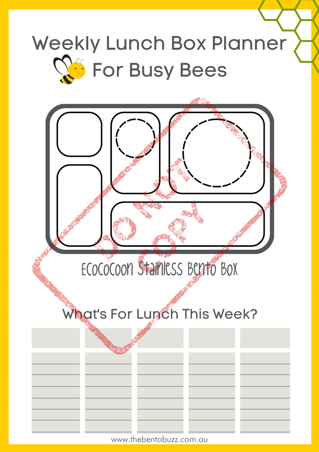 Download & Print Lunch Box Planner - Ecococoon Stainless