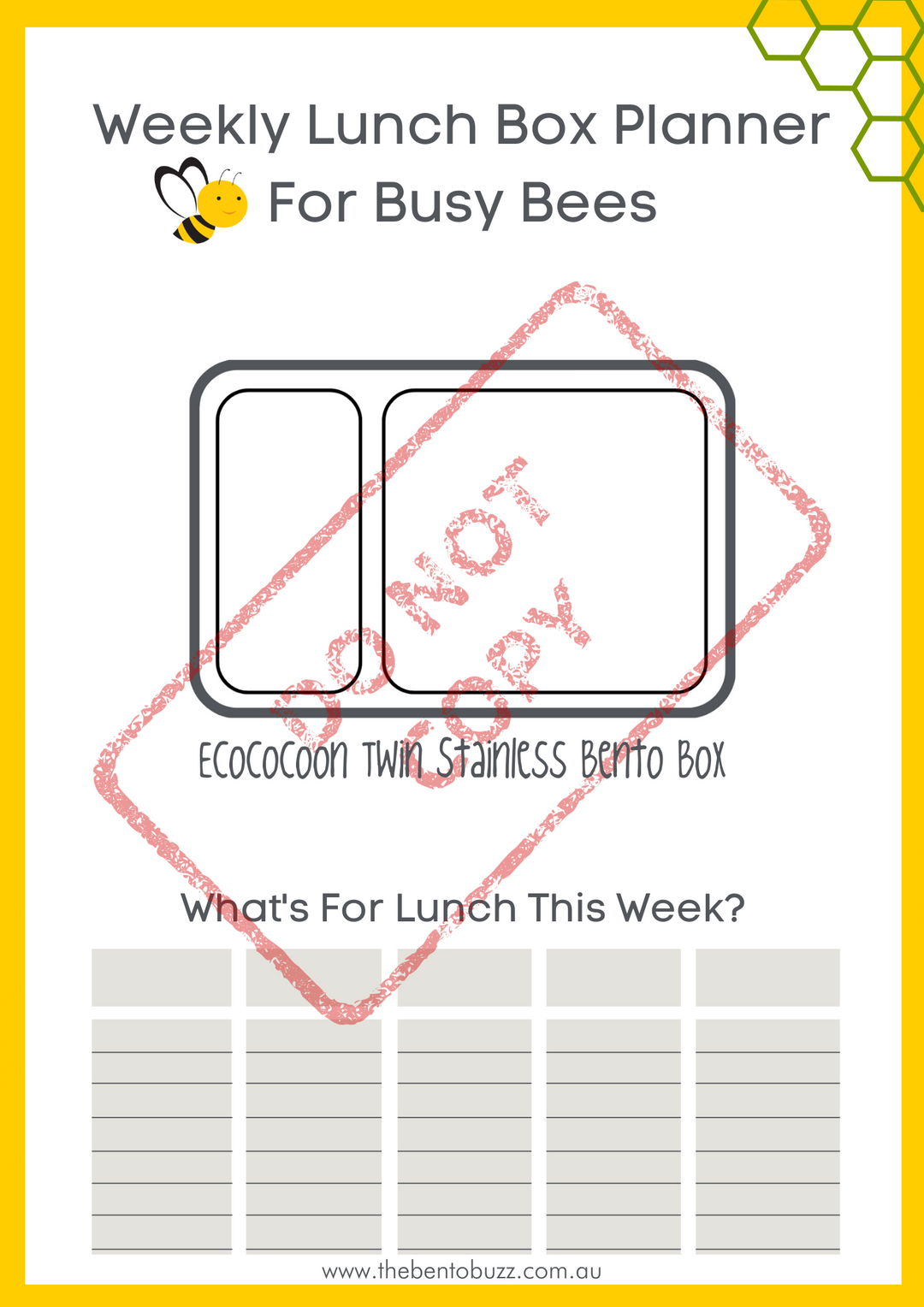 Download & Print Lunch Box Planner - Ecococoon Twin Stainless