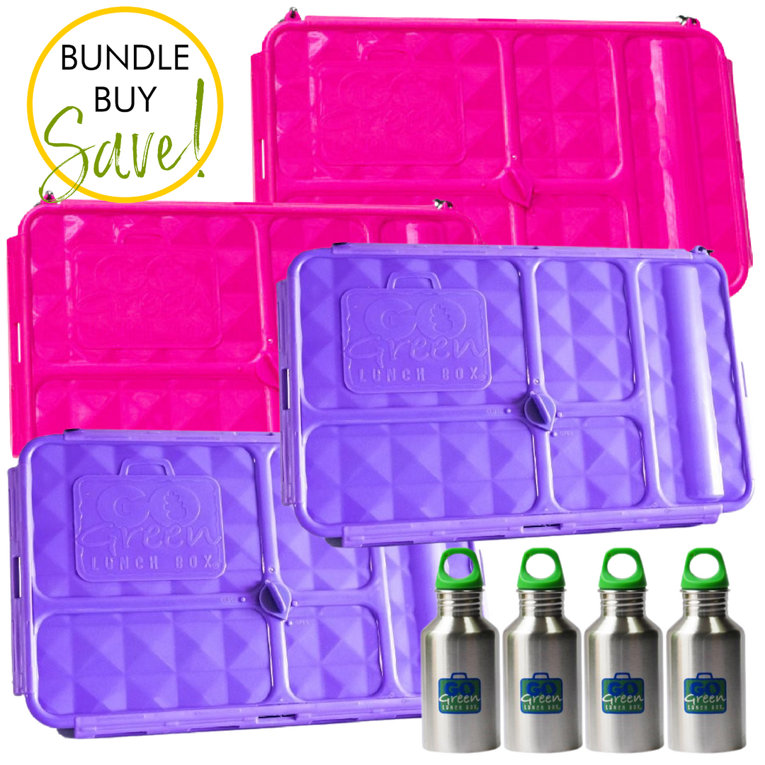 Go Green Lunch Box Bundle - Pink & Purple LARGE