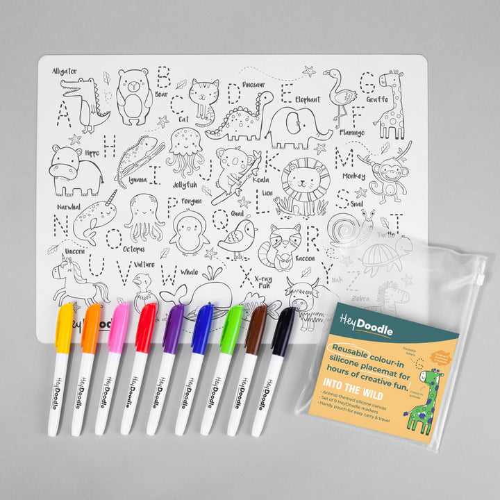 HeyDoodle Silicone Colour-In Placemat - Into The Wild