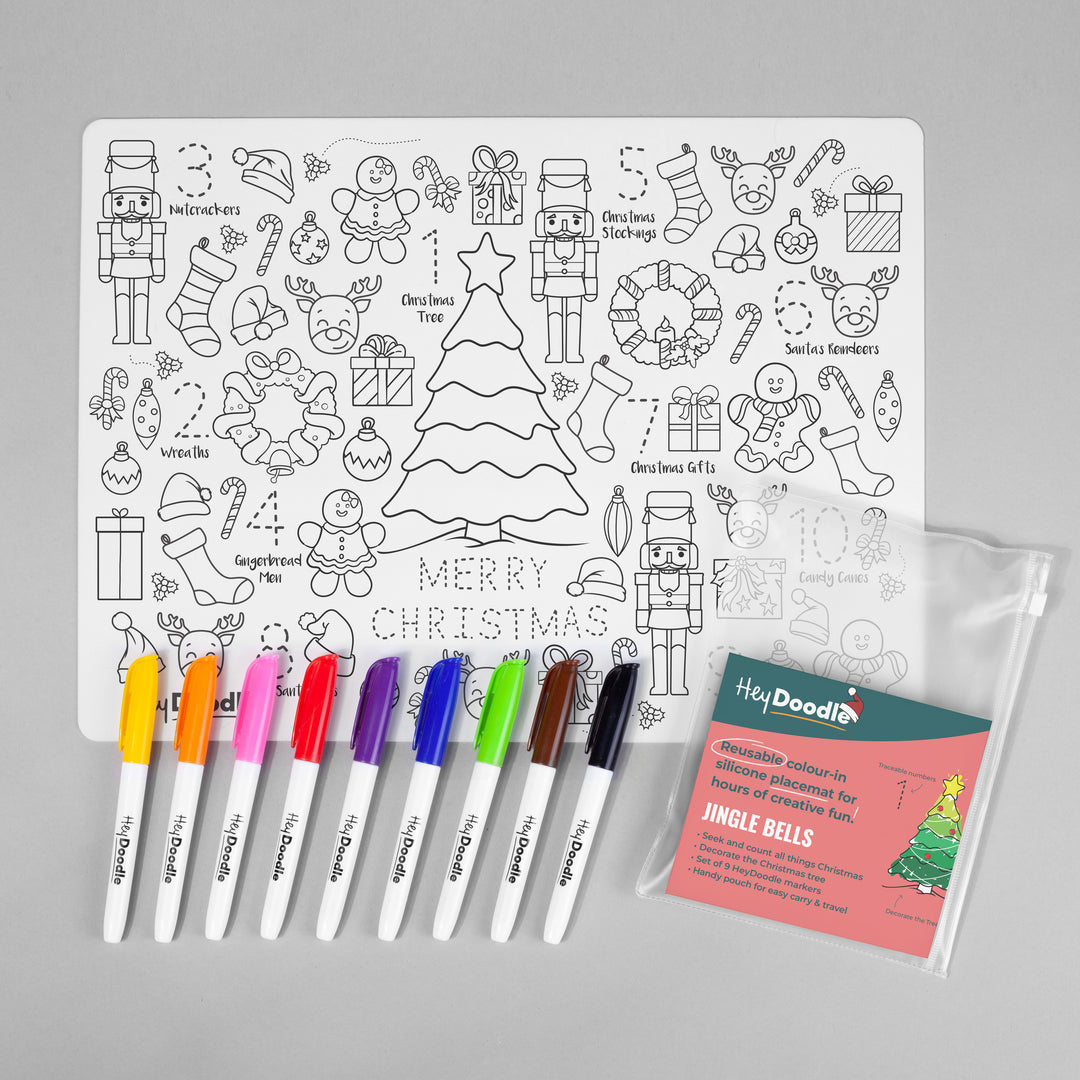 HeyDoodle Silicone Colour-In Placemat - Jingle Bells