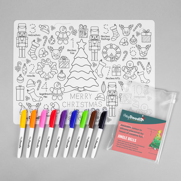 HeyDoodle Silicone Colour-In Placemat - Jingle Bells