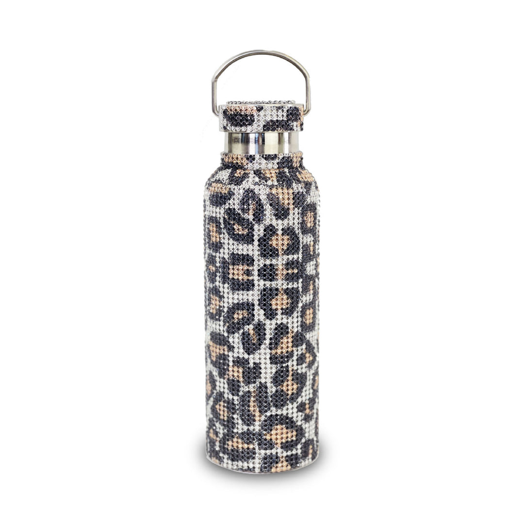 IOco Diamante Insulated Water Bottle - 600ml - Leopard Print