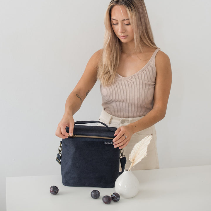 SoYoung Linen Poche Insulated Bag - Navy