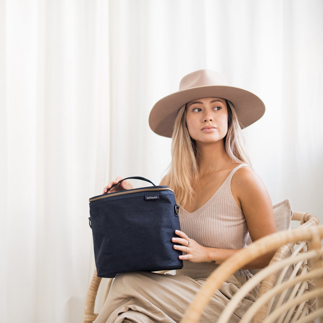 SoYoung Linen Poche Insulated Bag - Navy