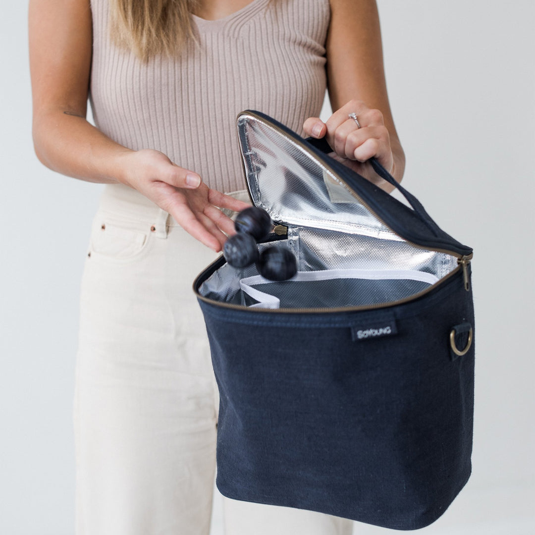 SoYoung Linen Poche Insulated Bag - Navy