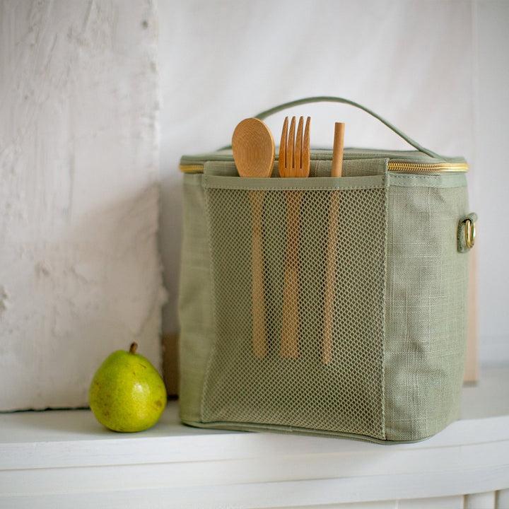 SoYoung Linen Poche Insulated Bag - Sage Green