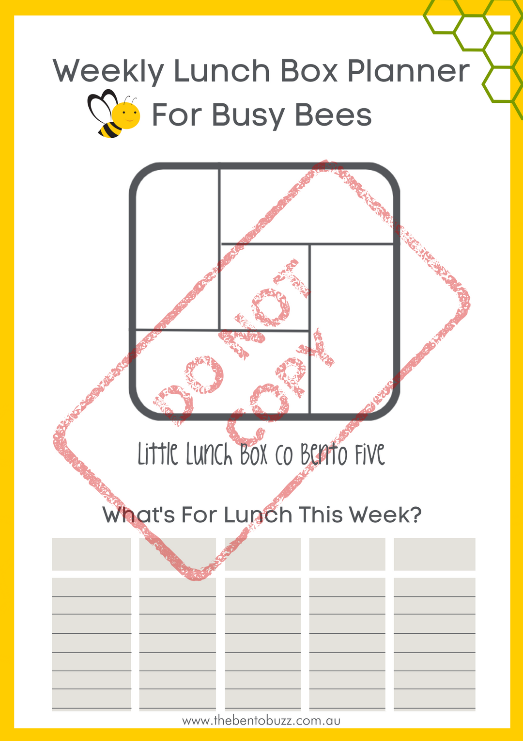 Download & Print Lunch Box Planner - Little Lunch Box Co Bento Five
