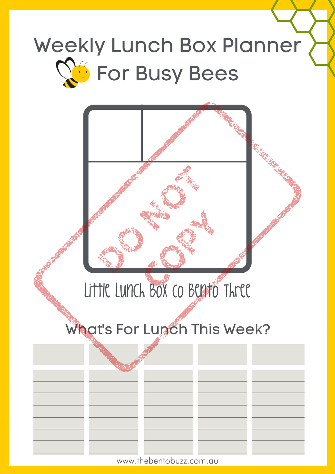 Download & Print Lunch Box Planner - Little Lunch Box Co Bento Three