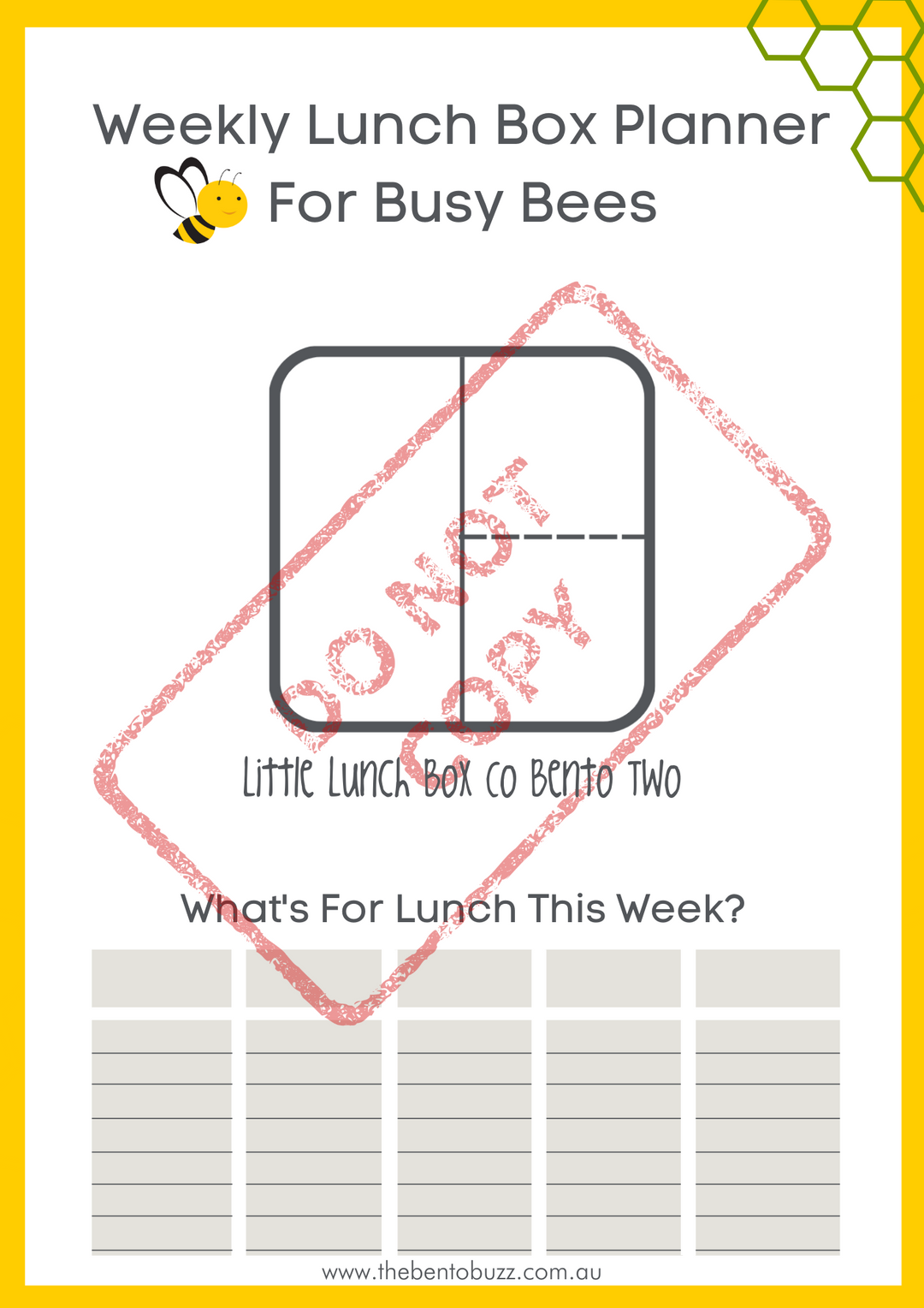 Download & Print Lunch Box Planner - Little Lunch Box Co Bento Two