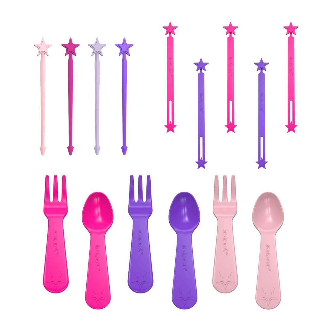 Lunch Punch Fork & Spoon, Wrap Band & STIX Bundle - Pink