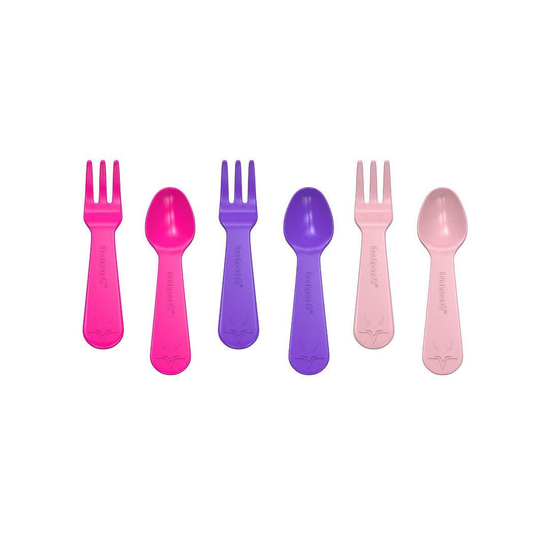 Lunch Punch Fork & Spoon Cutlery Set - Pink Rainbow
