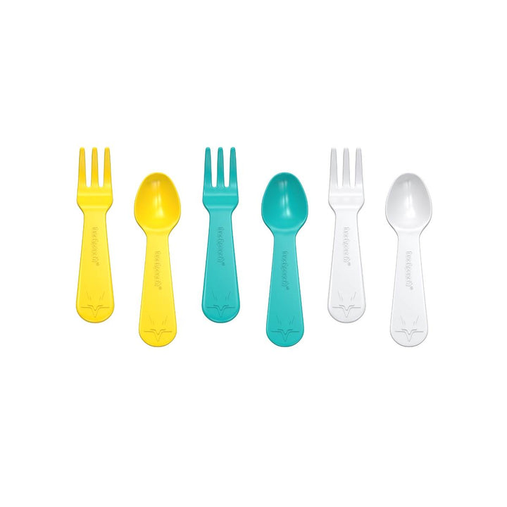Lunch Punch Fork & Spoon Cutlery Set - Yellow Rainbow