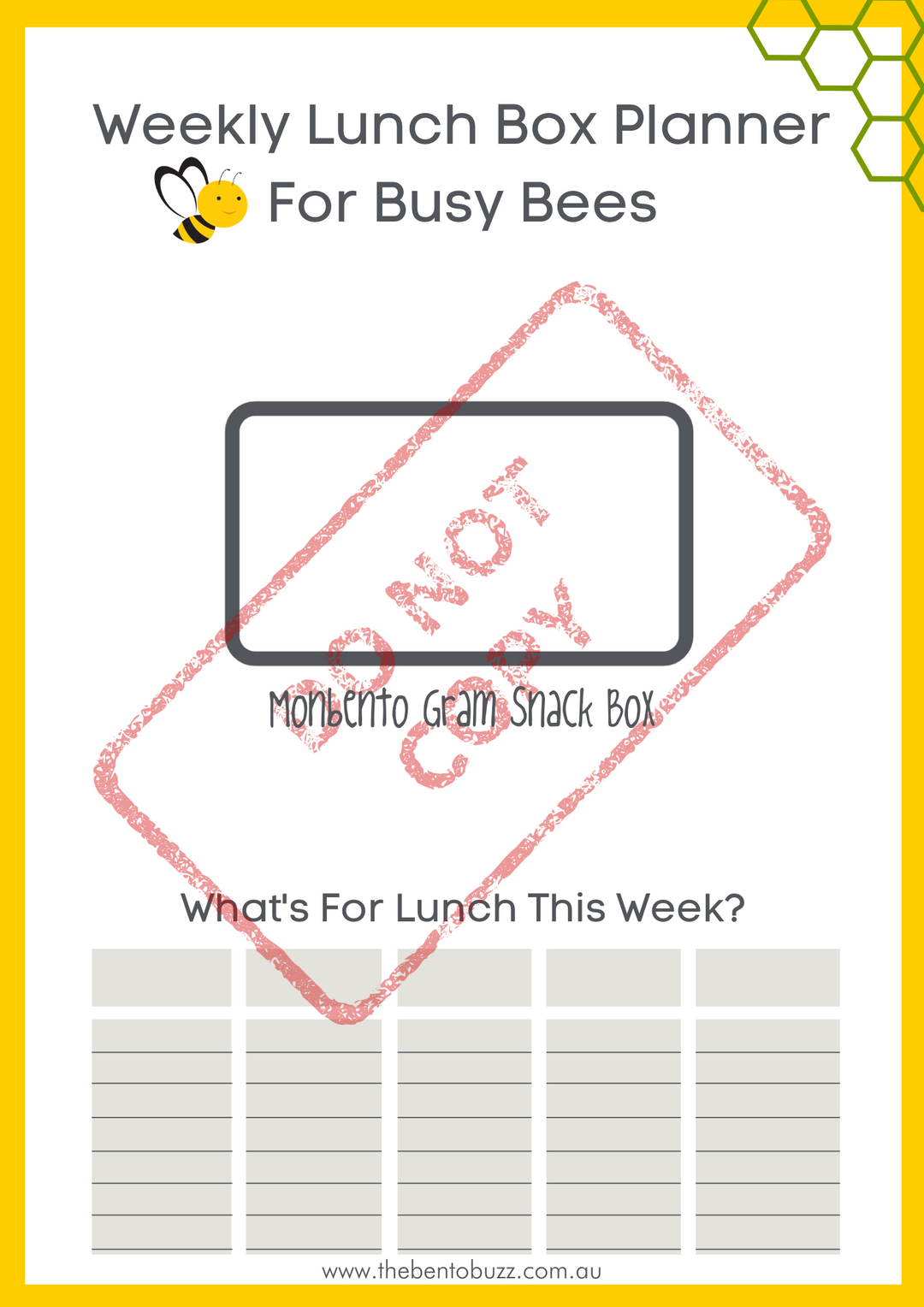 Download & Print Lunch Box Planner - Monbento Gram Snack