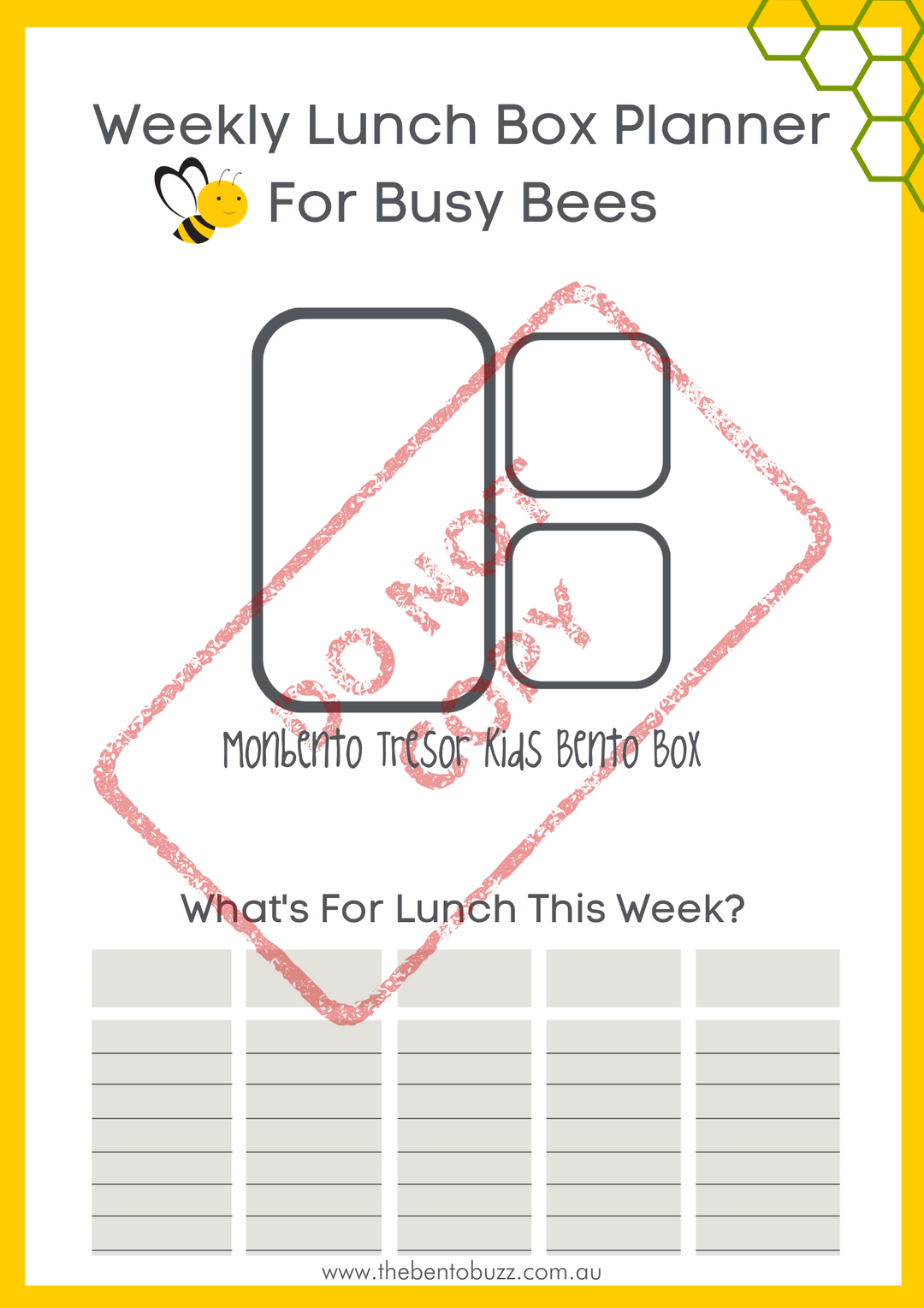Download & Print Lunch Box Planner - Monbento Tresor Kids
