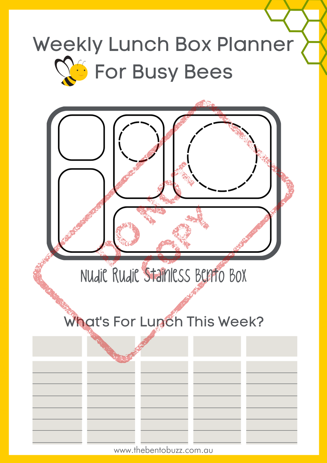 Download & Print Lunch Box Planner - Nudie Rudie Stainless