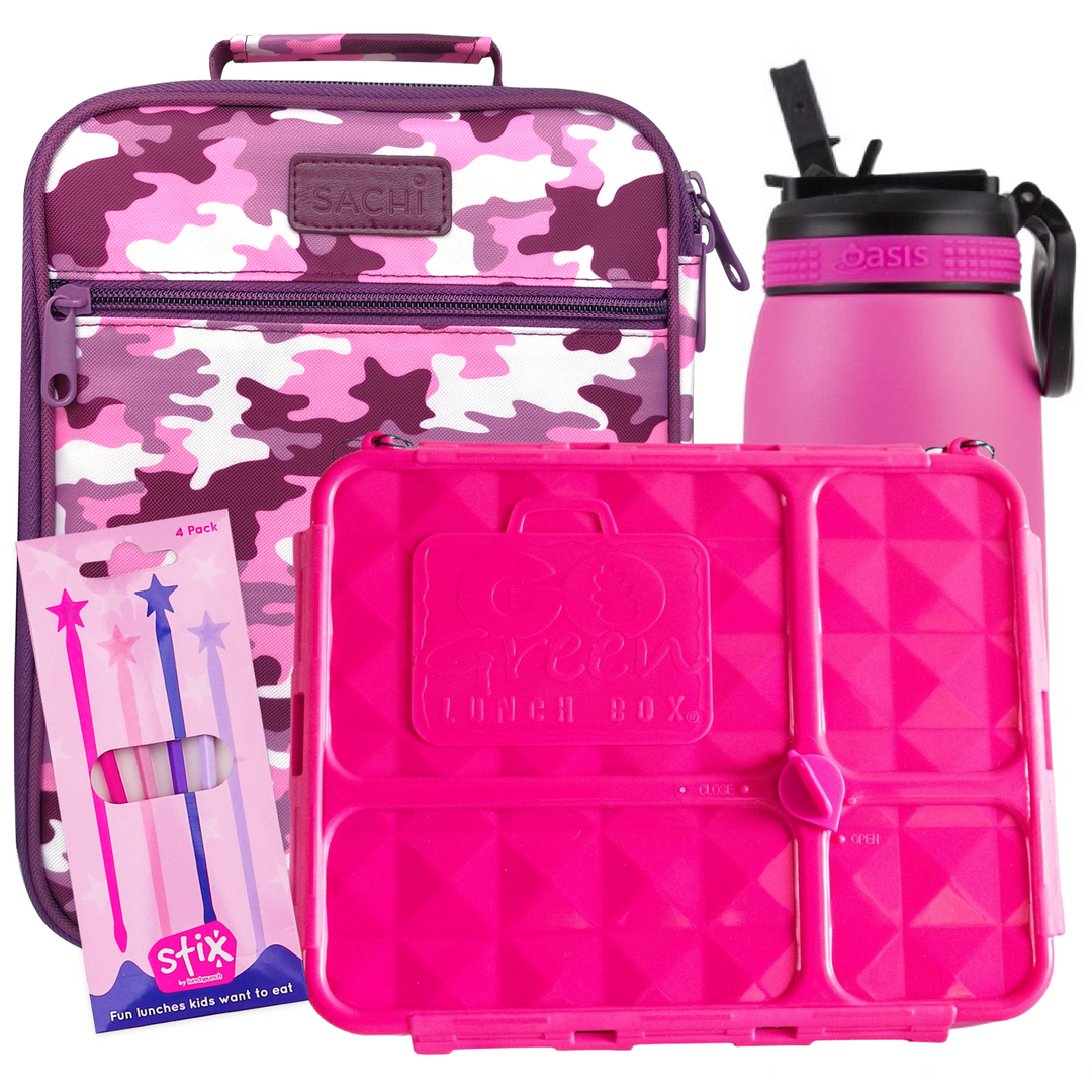 Pink Camo Lunch Box, Bag & Bottle Bundle - Bonus STIX!